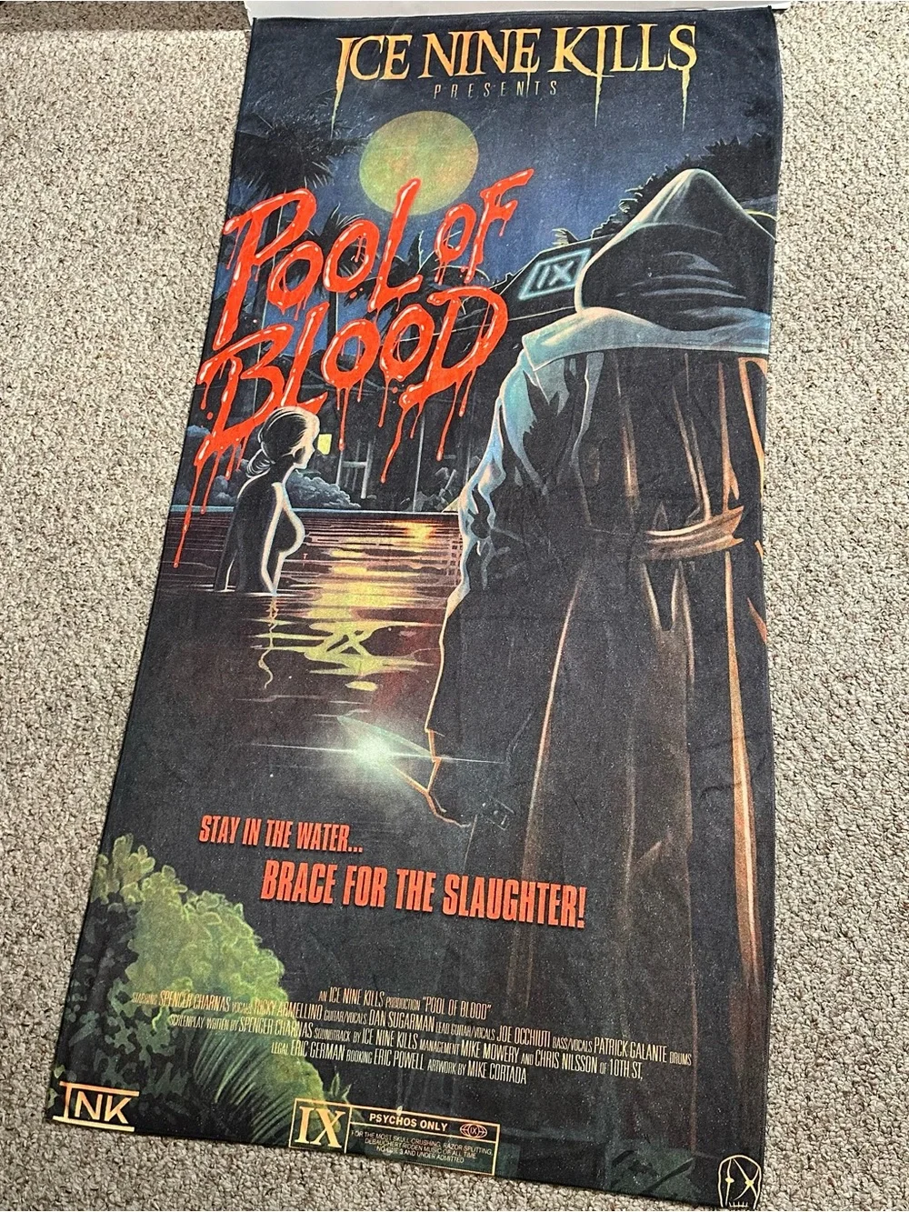 Ice Nine Kills 'Pool of Blood' Beach Towel - Rare Official Metal Tour Merch